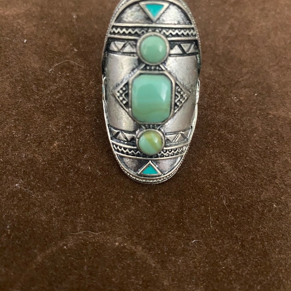 Silver And Turquoise Statement Ring - image 2